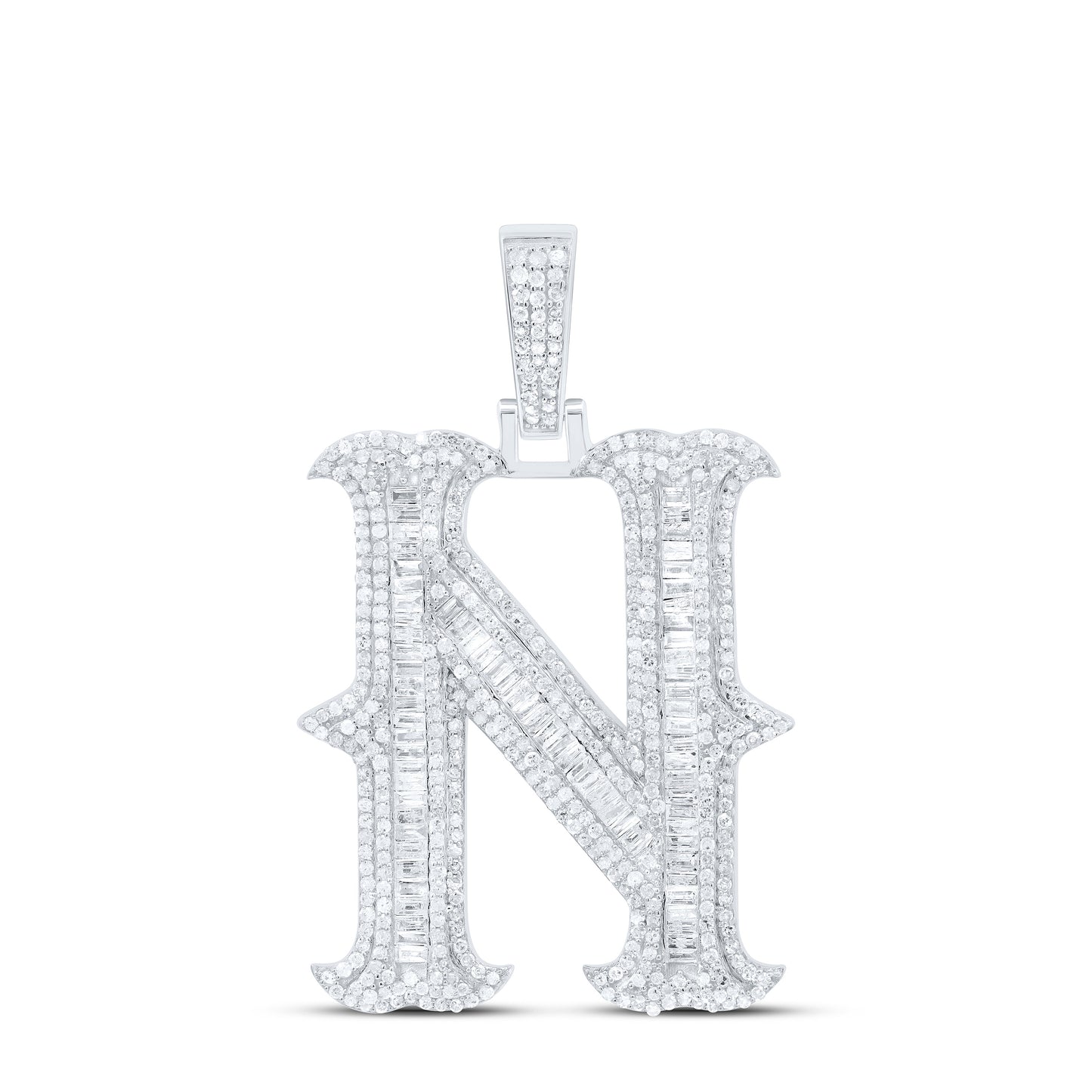 Sterling Silver Natural Diamond (35Mm) Initial Pendant