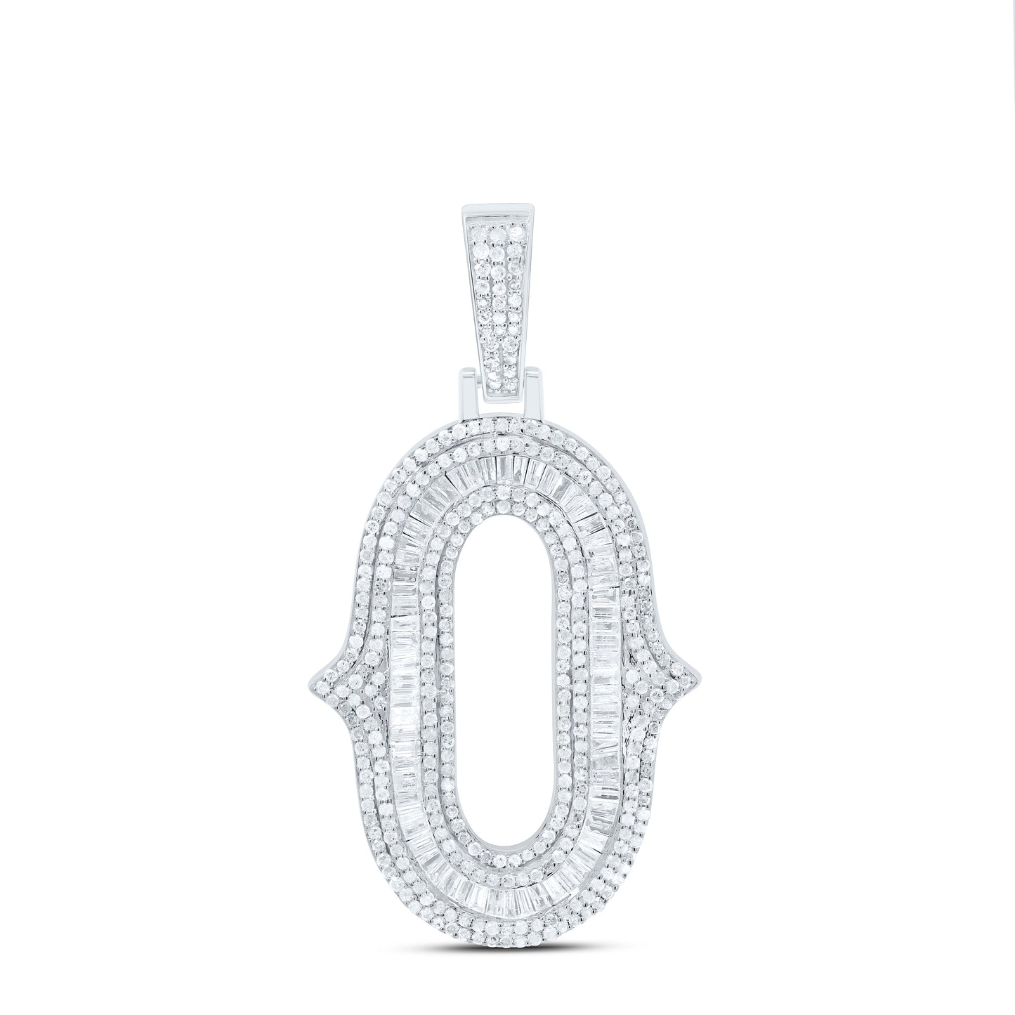 Sterling Silver Natural Diamond  (35Mm) Initial Pendant