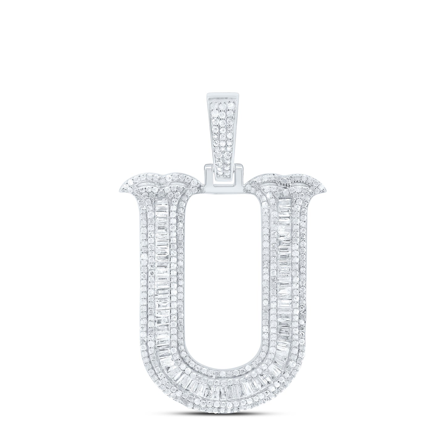 Sterling Silver Natural Diamond  (35Mm) Initial Pendant