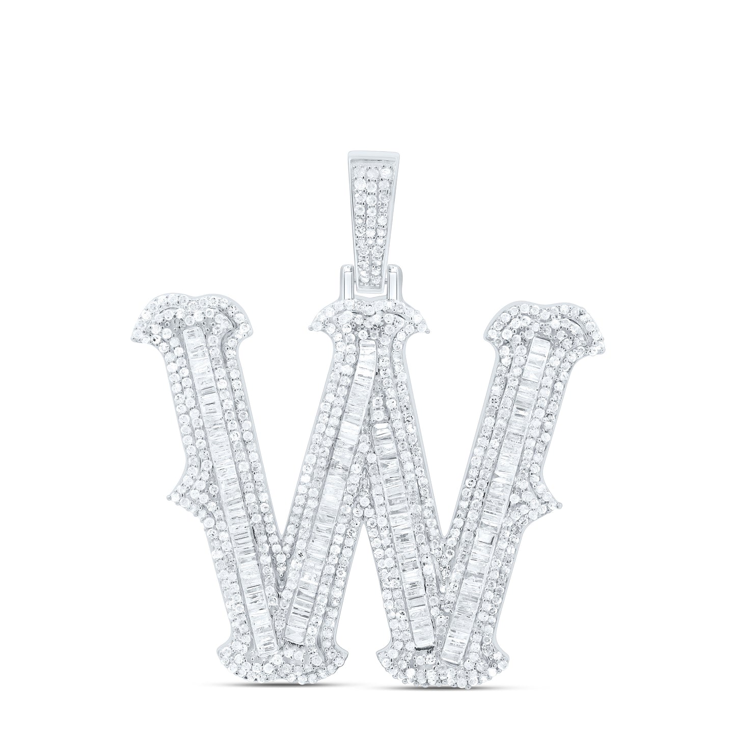 Sterling Silver Natural Diamond  (35Mm) Initial Pendant