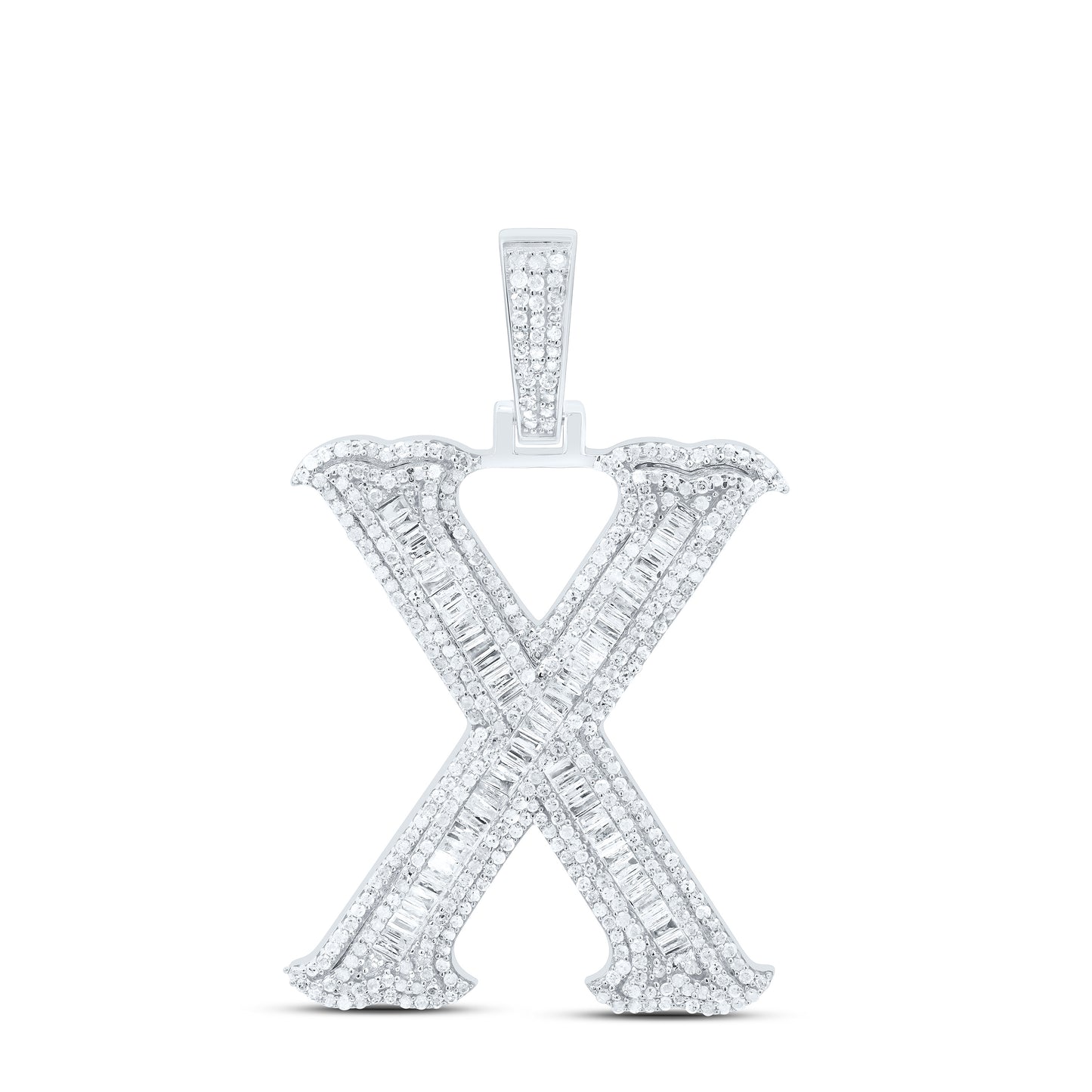Sterling Silver Natural Diamond  (35Mm) Initial Pendant