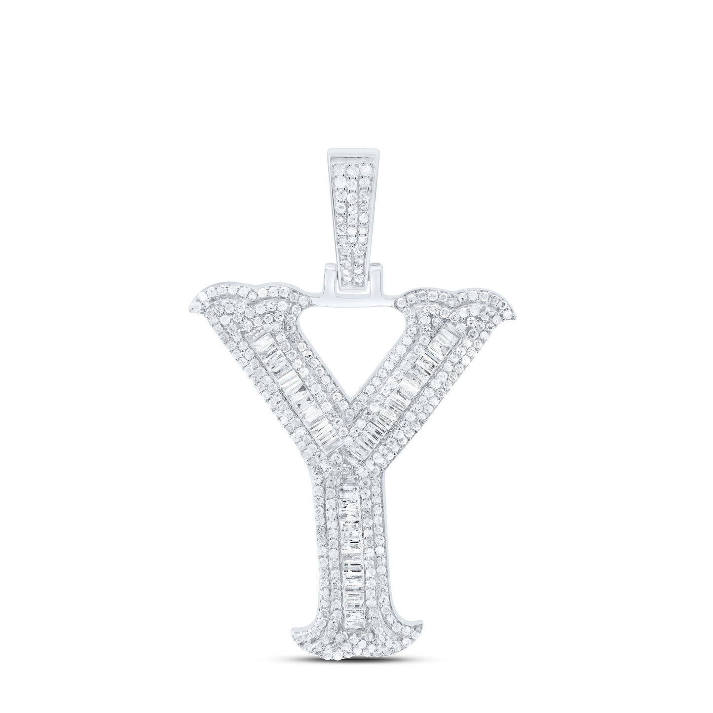 Sterling Silver Natural Diamond  (35Mm) Initial Pendant