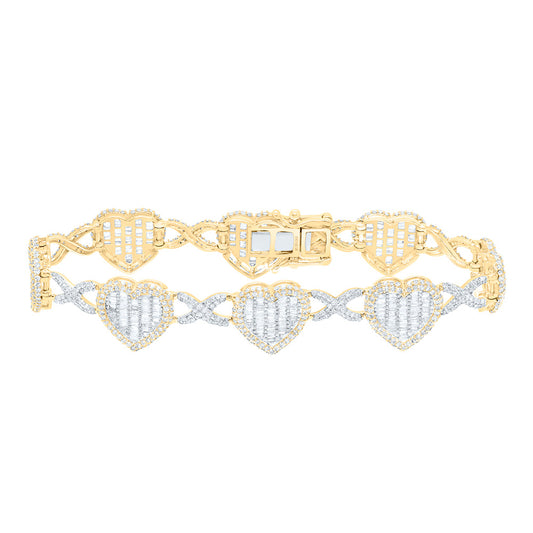 10K Yellow Gold 4 3/8Cttw Natural Diamond Fashion Infinity Heart Bracelet ( 7 Inch )