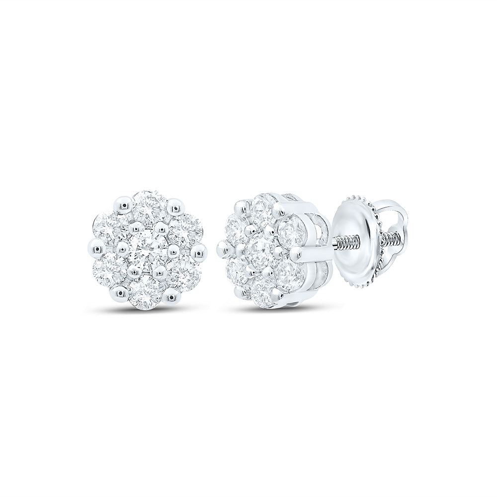 10K Yellow Or White Gold 1/2Cttw Natural Diamond Gift Flower Earring
