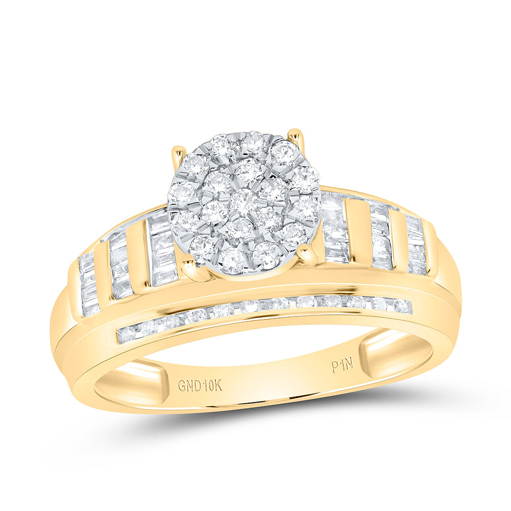 10K Yellow Or White Gold 1/2Cttw Natural Diamond Round Head Ring