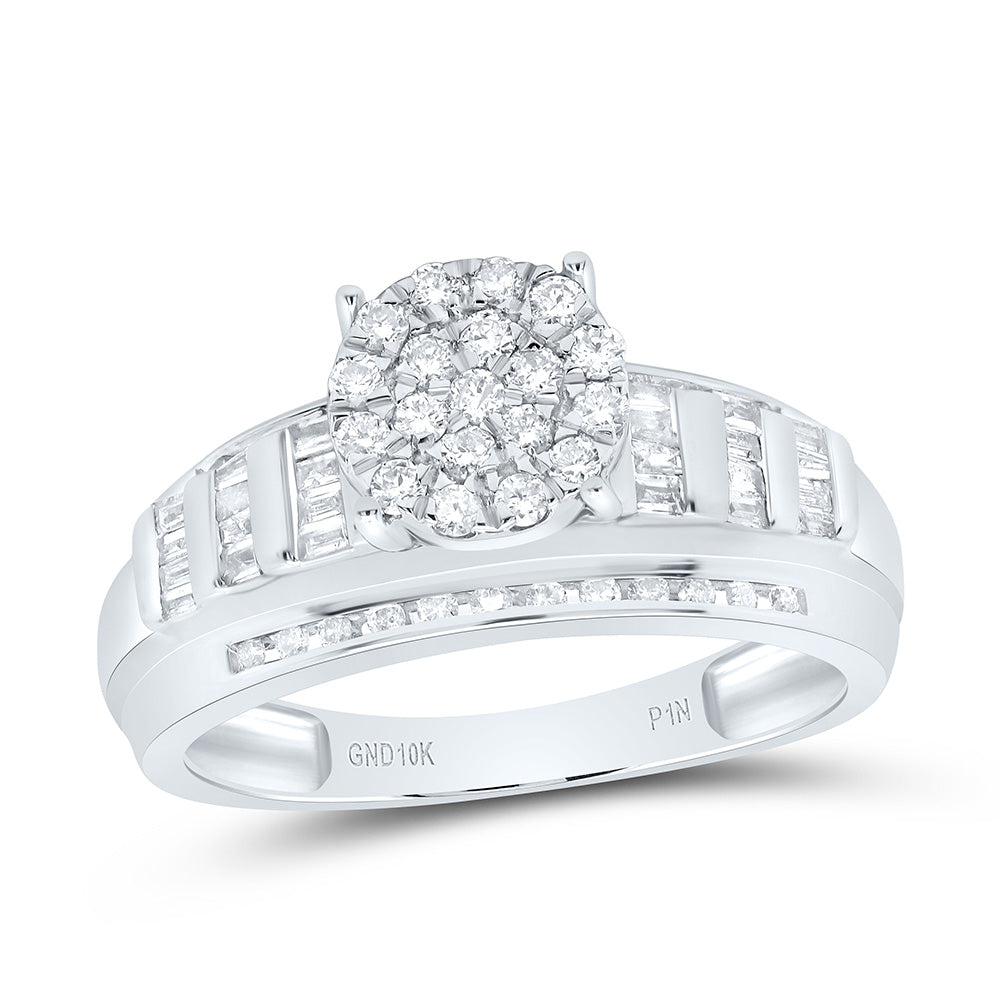 10K Yellow Or White Gold 1/2Cttw Natural Diamond Round Head Ring