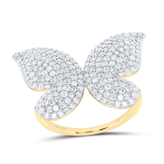 14K Yellow Or White Gold 1 1/2Cttw Natural Diamond Cn Fashion Butterfly Ring