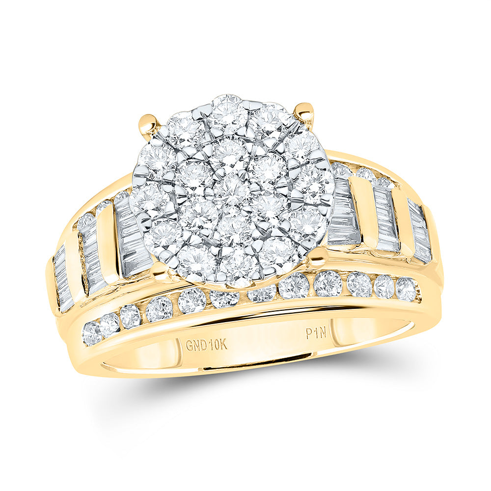 10K Yellow Gold 1 1/2Cttw Natural Diamond Round Head Ring