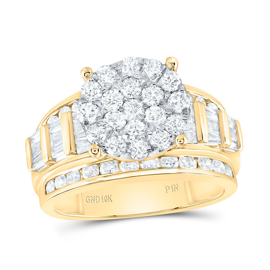 10K Yellow Gold 2 Cttw Natural Diamond Round Head Bridal Anniversary Wedding Engagement Band Ring