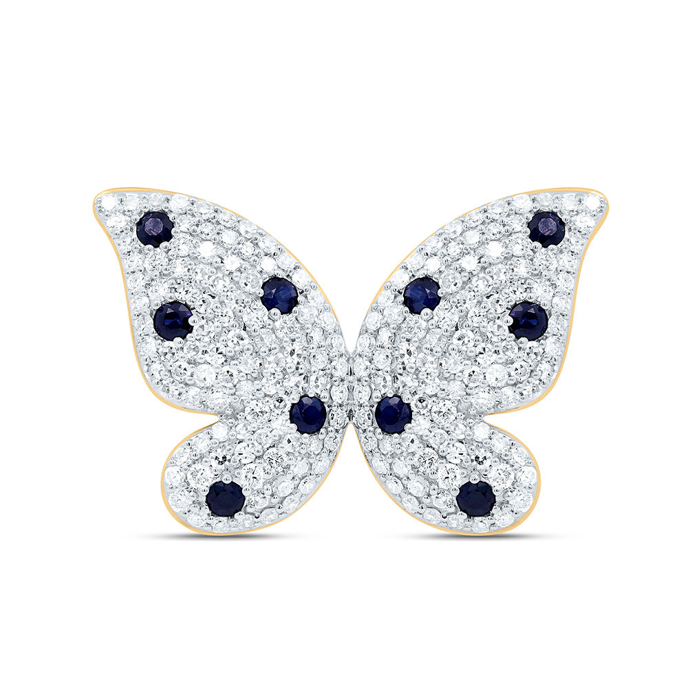14K Yellow Or White Gold 1 1/3Cttw Natural Diamond Cn 3/8Cttw Round Gem Butterfly Ring