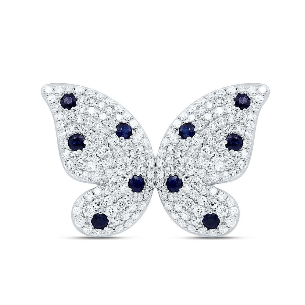 14K Yellow Or White Gold 1 1/3Cttw Natural Diamond Cn 3/8Cttw Round Gem Butterfly Ring