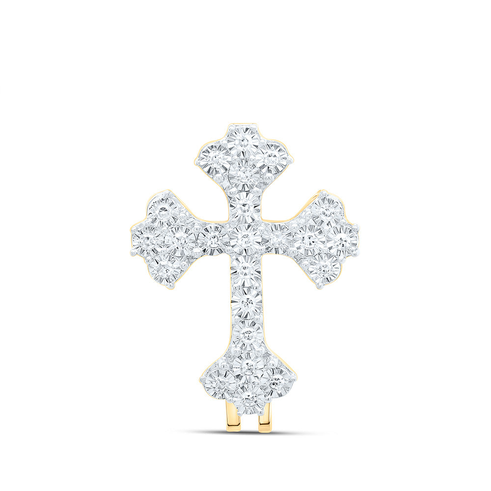 10K Yellow Or White Gold 1/8Cttw Natural Diamond Cross Bail
