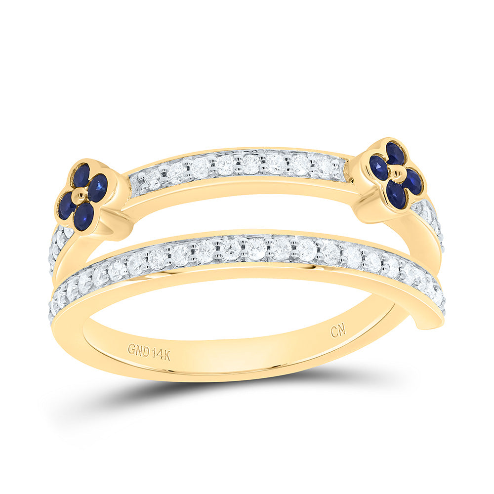 14K Yellow Or White Gold 1/4Cttw Natural Diamond Round Gem Clover Band