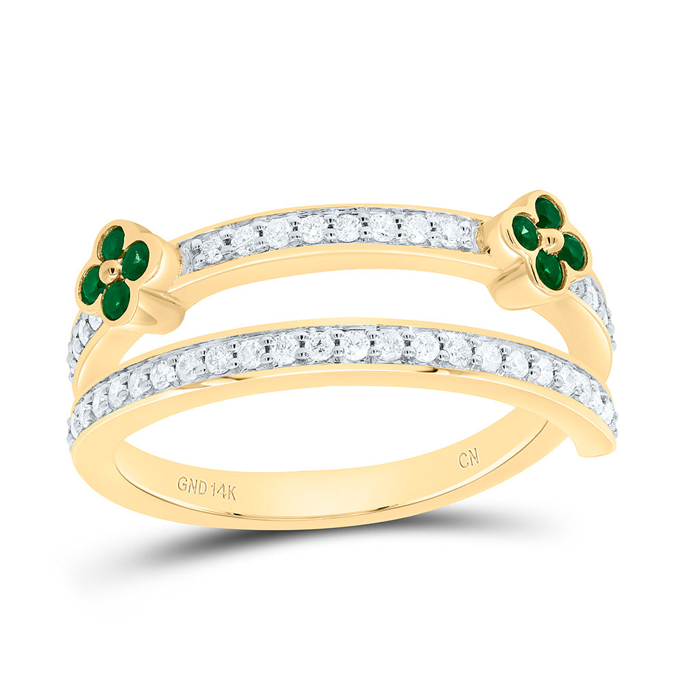 14K Yellow Or White Gold 1/4Cttw Natural Diamond Round Gem Clover Band