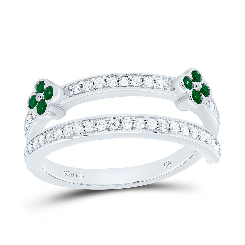 14K Yellow Or White Gold 1/4Cttw Natural Diamond Round Gem Clover Band