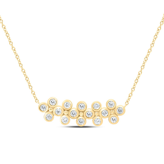 14K Yellow Or White Gold 3/8Cttw Natural Diamond Fashion Clover Necklace (18 Inch)