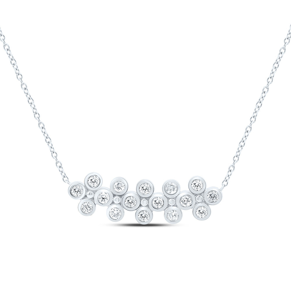 14K Yellow Or White Gold 3/8Cttw Natural Diamond Fashion Clover Necklace (18 Inch)