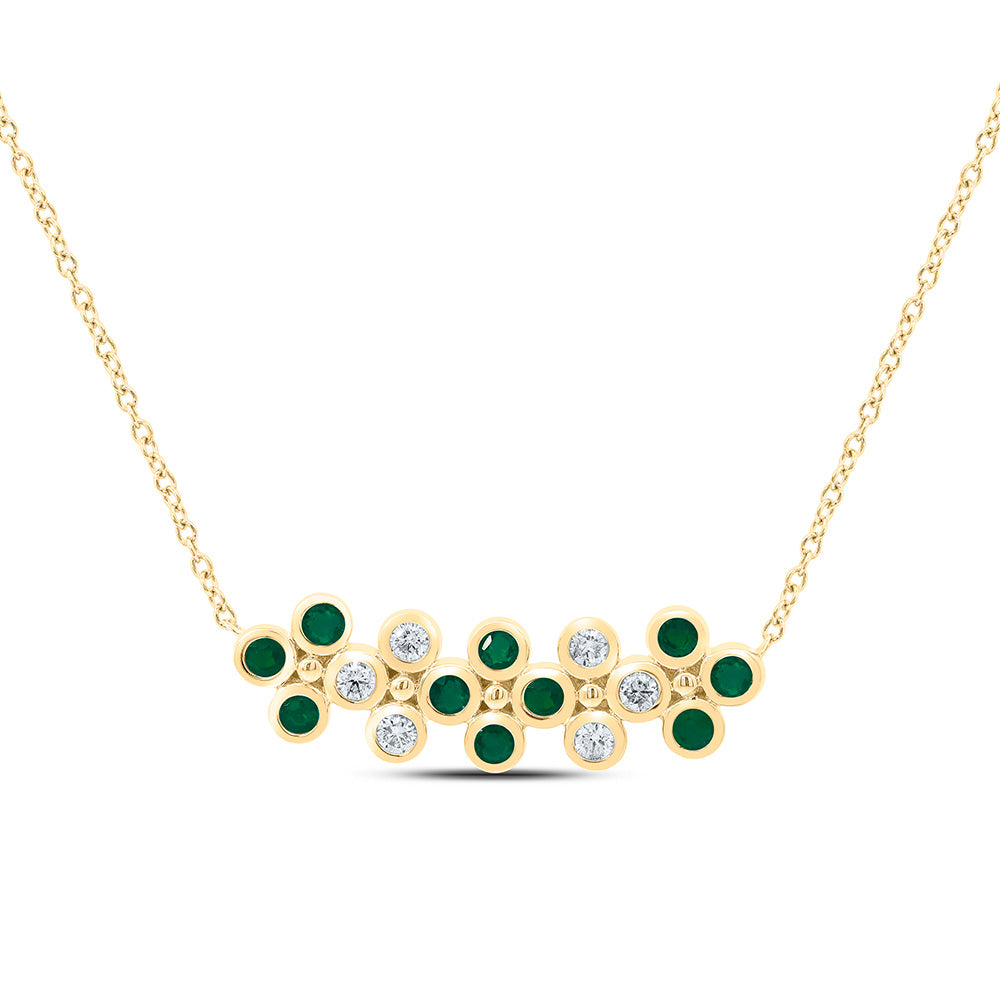 14K Yellow Or White Or Rose Gold 1/6Cttw Natural Diamond Round Gem Clover Necklace (18 Inch)