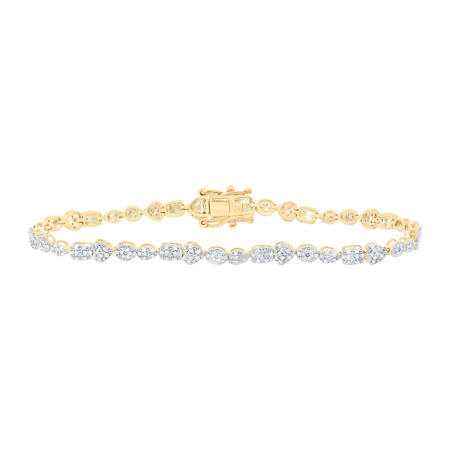 10K Yellow Or White Gold 3/4Cttw Natural Diamond Fashion Mixed Shape Heart Bracelet (7 Inch)
