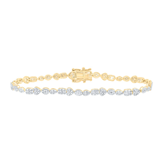 10K Yellow Or White Gold 3/4Cttw Natural Diamond Fashion Mixed Shape Heart Bracelet (7 Inch)