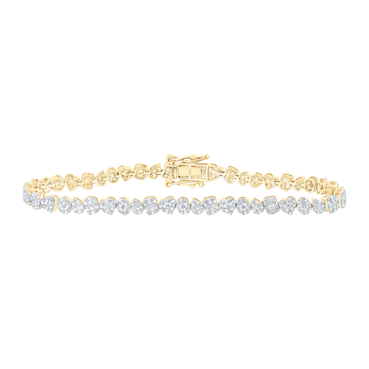 10K Yellow Or White Gold 7/8Cttw Natural Diamond Fashion Mixed Shape Heart Bracelet (7 Inch)