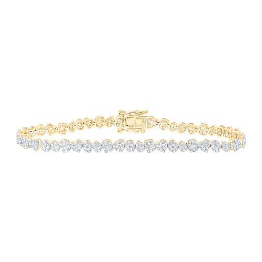 10K Yellow Or White Gold 7/8Cttw Natural Diamond Fashion Mixed Shape Heart Bracelet (7 Inch)