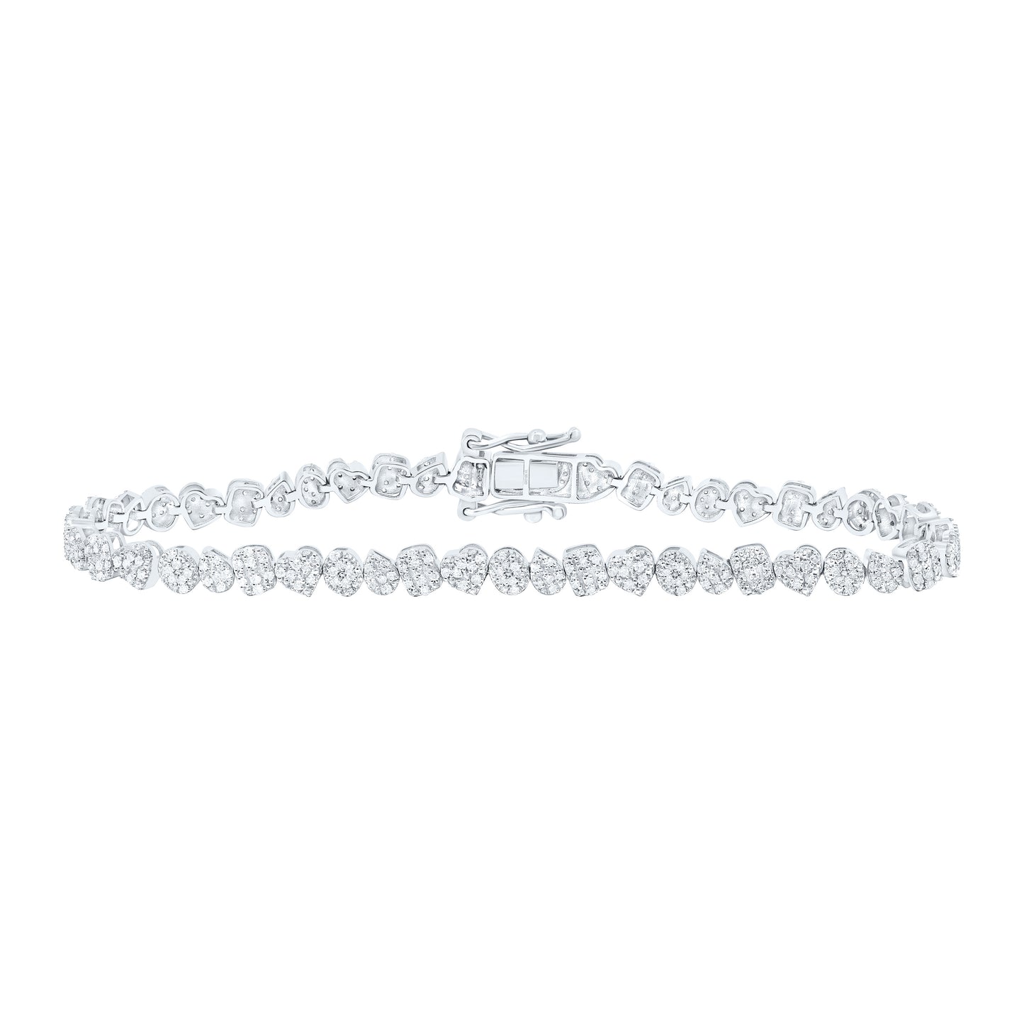 10K Yellow Or White Gold 7/8Cttw Natural Diamond Fashion Mixed Shape Heart Bracelet (7 Inch)