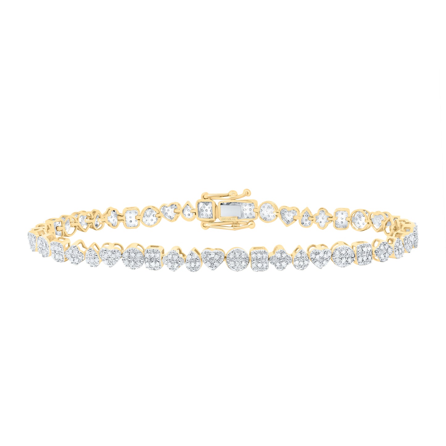 10K Yellow Or White Or Rose Gold 5/8Cttw Natural Diamond Fashion Mixed Shape Heart Bracelet (7 Inch)