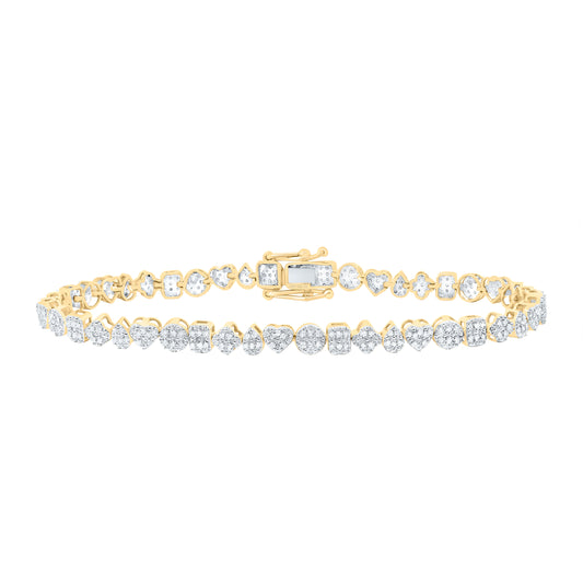 10K Yellow Or White Or Rose Gold 5/8Cttw Natural Diamond Fashion Mixed Shape Heart Bracelet (7 Inch)