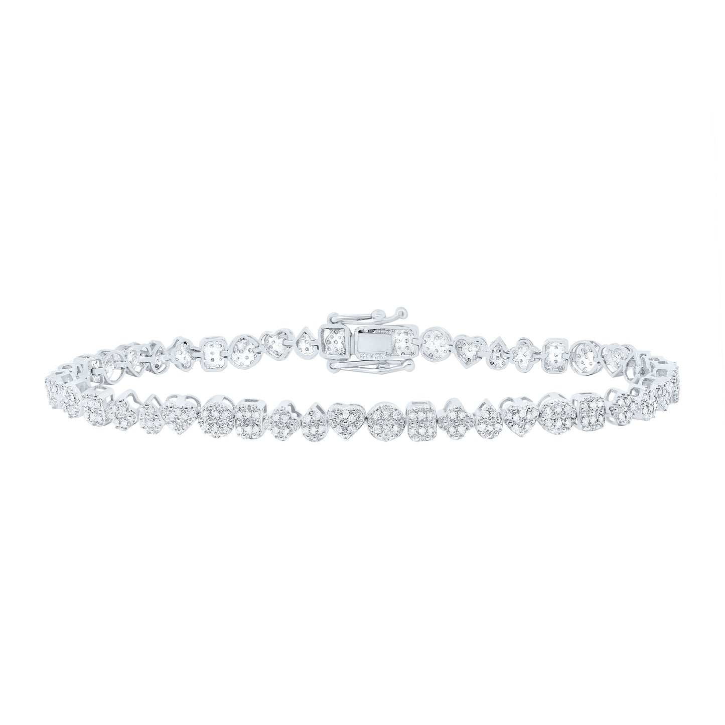 10K Yellow Or White Or Rose Gold 5/8Cttw Natural Diamond Fashion Mixed Shape Heart Bracelet (7 Inch)