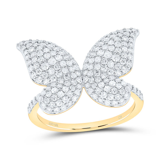 10K Yellow Or White Gold 1Cttw Natural Diamond Cn Fashion Butterfly Ring
