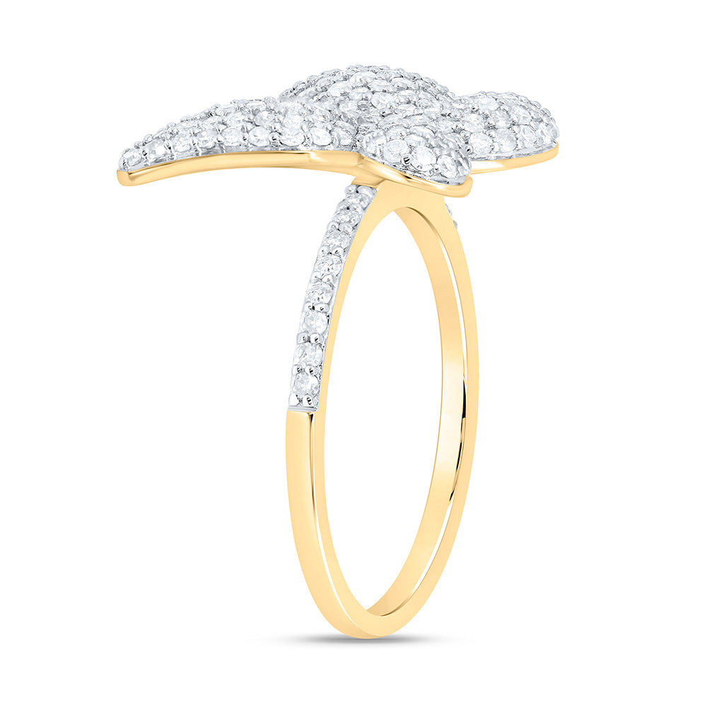 10K Yellow Or White Gold 1Cttw Natural Diamond Cn Fashion Butterfly Ring