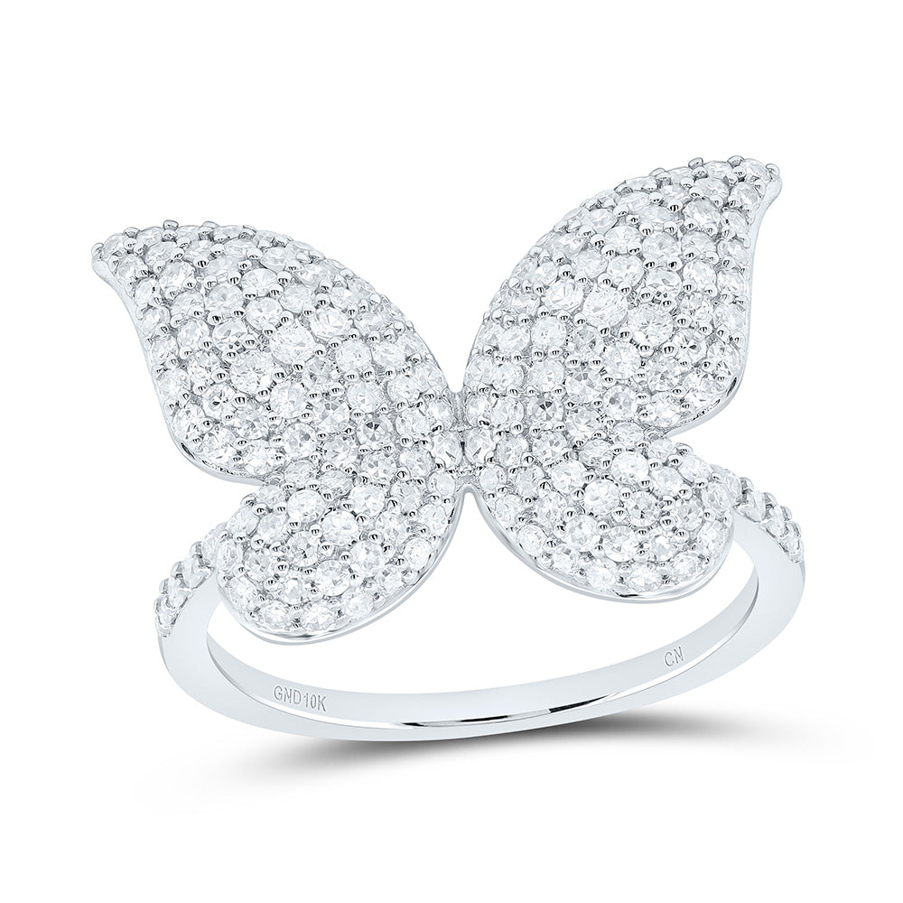 10K Yellow Or White Gold 1Cttw Natural Diamond Cn Fashion Butterfly Ring