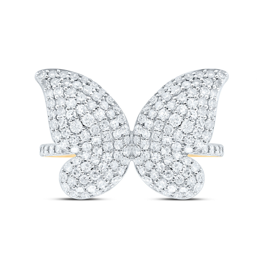 14K Yellow Or White Gold 1Cttw Natural Diamond Cn Fashion Butterfly Ring