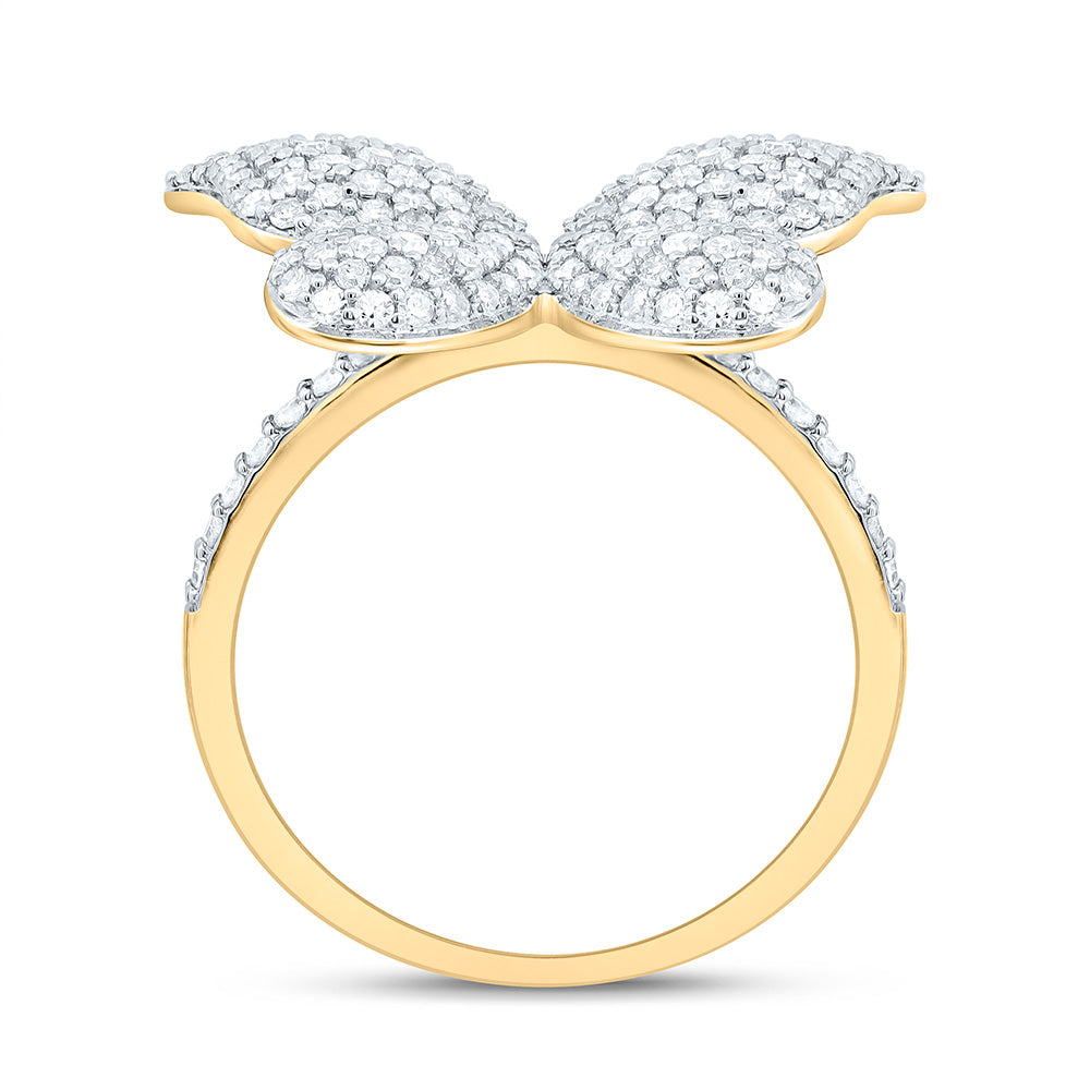 14K Yellow Or White Gold 1Cttw Natural Diamond Cn Fashion Butterfly Ring