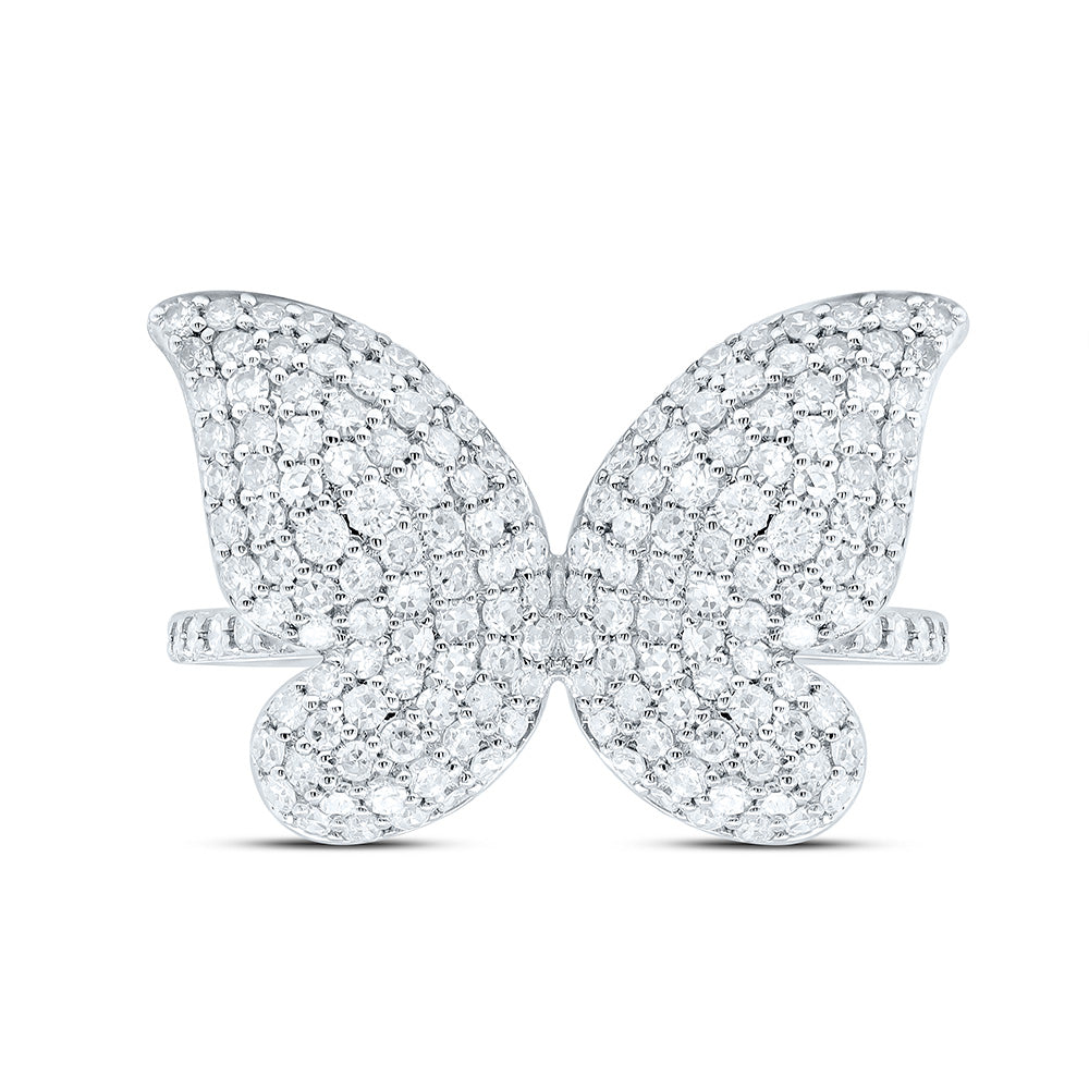 14K Yellow Or White Gold 1Cttw Natural Diamond Cn Fashion Butterfly Ring