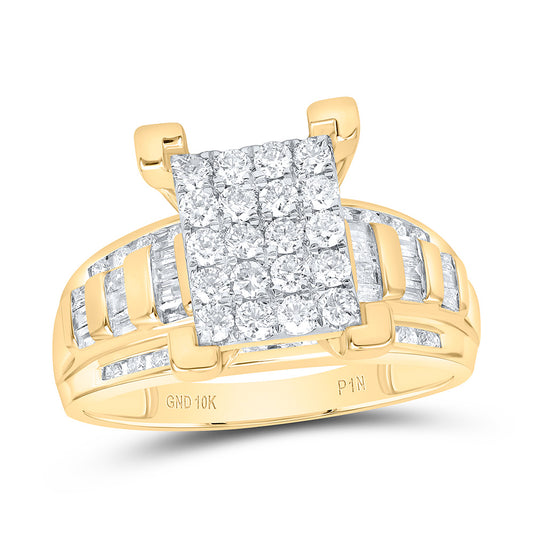 10K Yellow Or White Gold 7/8Cttw Natural Diamond Gift Emerald Head Ring