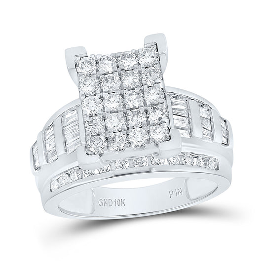 10K White Gold 1 1/2Cttw Natural Diamond Gift Emerald Head Ring