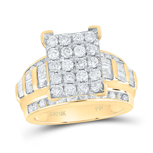 10K Yellow Gold 2 Cttw Natural Diamond Emerald Head Bridal Anniversary Wedding Engagement Band Ring