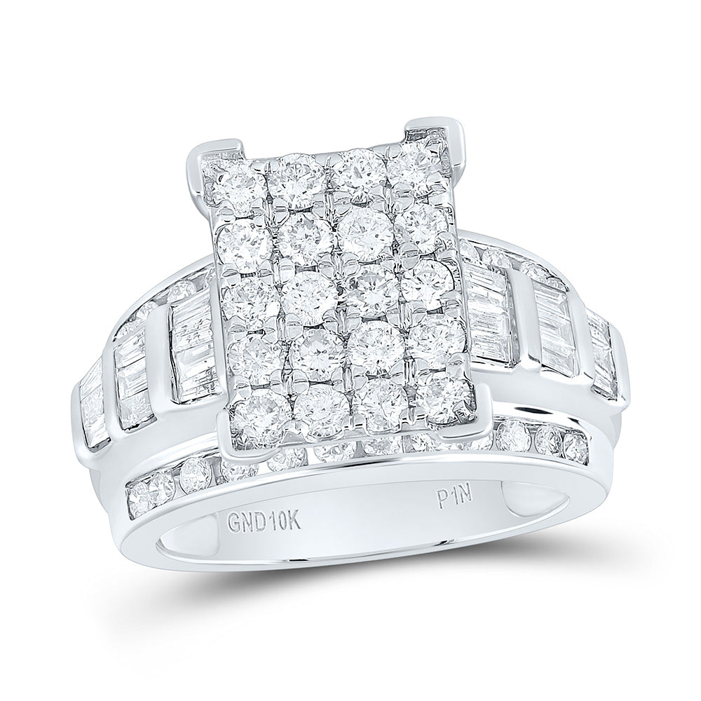 10K White Gold 2Cttw Natural Diamond Gift Emerald Head Ring
