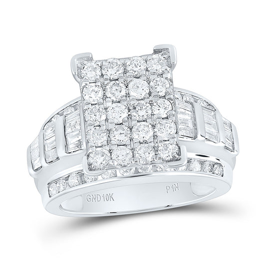 10K White Gold 2Cttw Natural Diamond Gift Emerald Head Ring