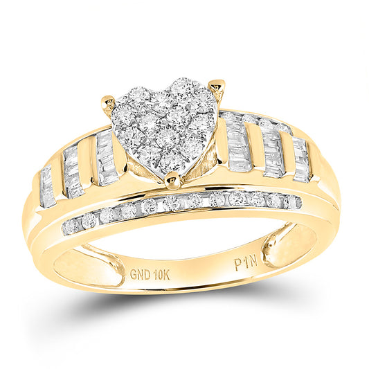 10K Yellow Or White Gold 1/2Cttw Natural Diamond Gift Heart Head Ring