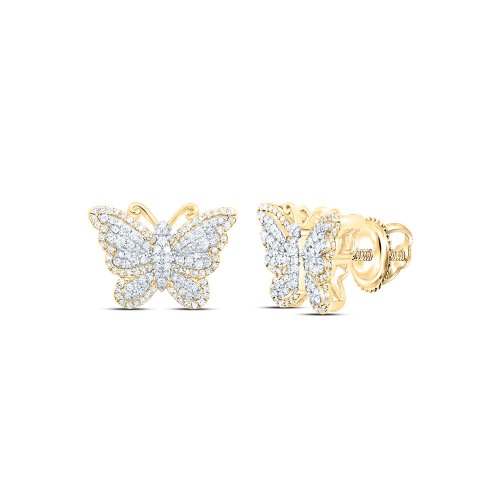 14K Yellow Or White Gold 5/8Cttw Natural Diamond Fashion Butterfly Earring
