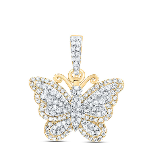 14K Yellow Or White Gold 3/8Cttw Natural Diamond Butterfly Fashion Pendant