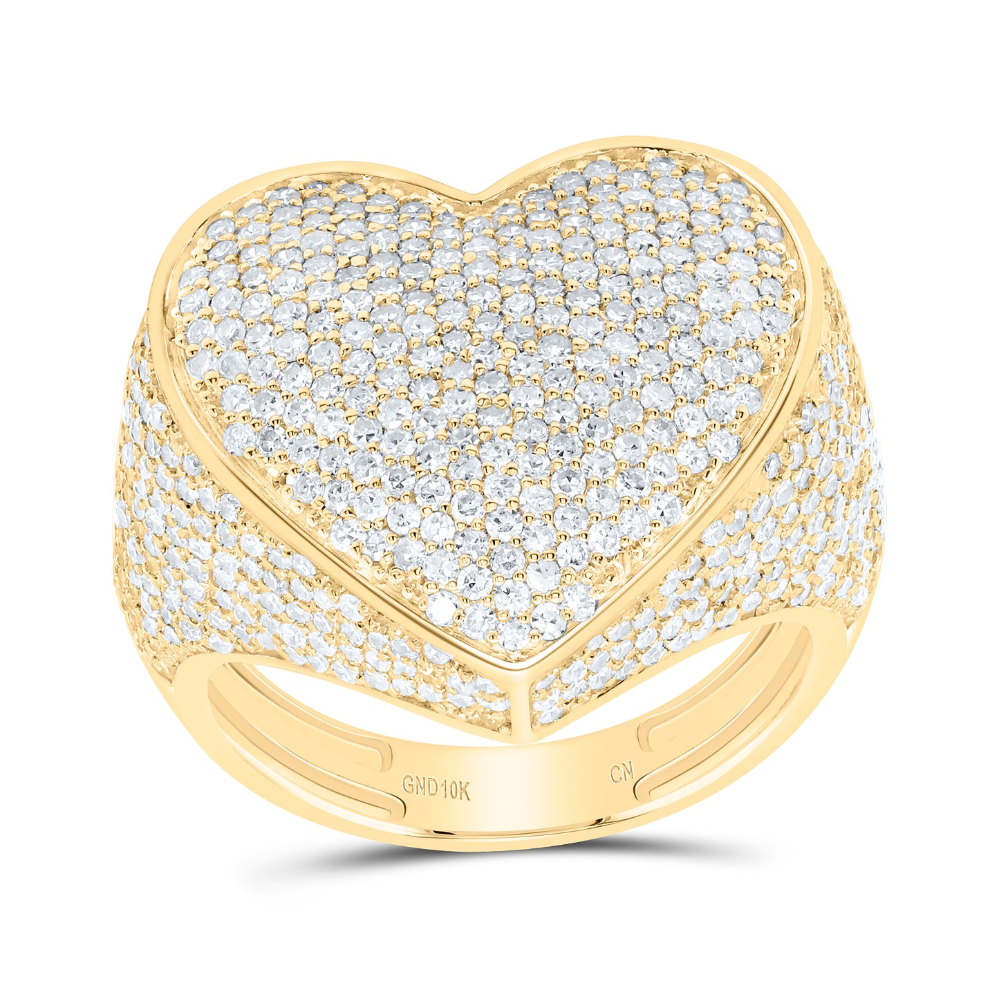 10K Or 14K Yellow Or White Or Rose Gold 2 1/4Cttw Natural Diamond Cn Fashion Heart Ring