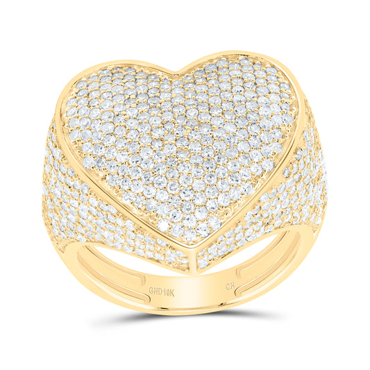 10K Or 14K Yellow Or White Or Rose Gold 2 1/4Cttw Natural Diamond Cn Fashion Heart Ring