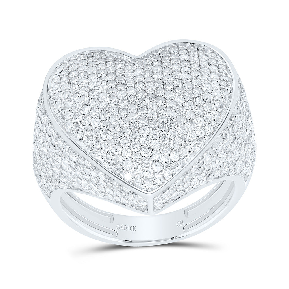 10K Or 14K Yellow Or White Or Rose Gold 2 1/4Cttw Natural Diamond Cn Fashion Heart Ring