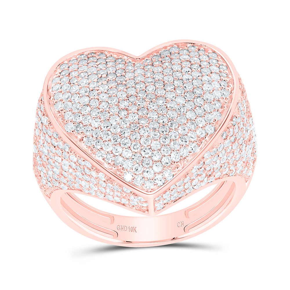 10K Or 14K Yellow Or White Or Rose Gold 2 1/4Cttw Natural Diamond Cn Fashion Heart Ring