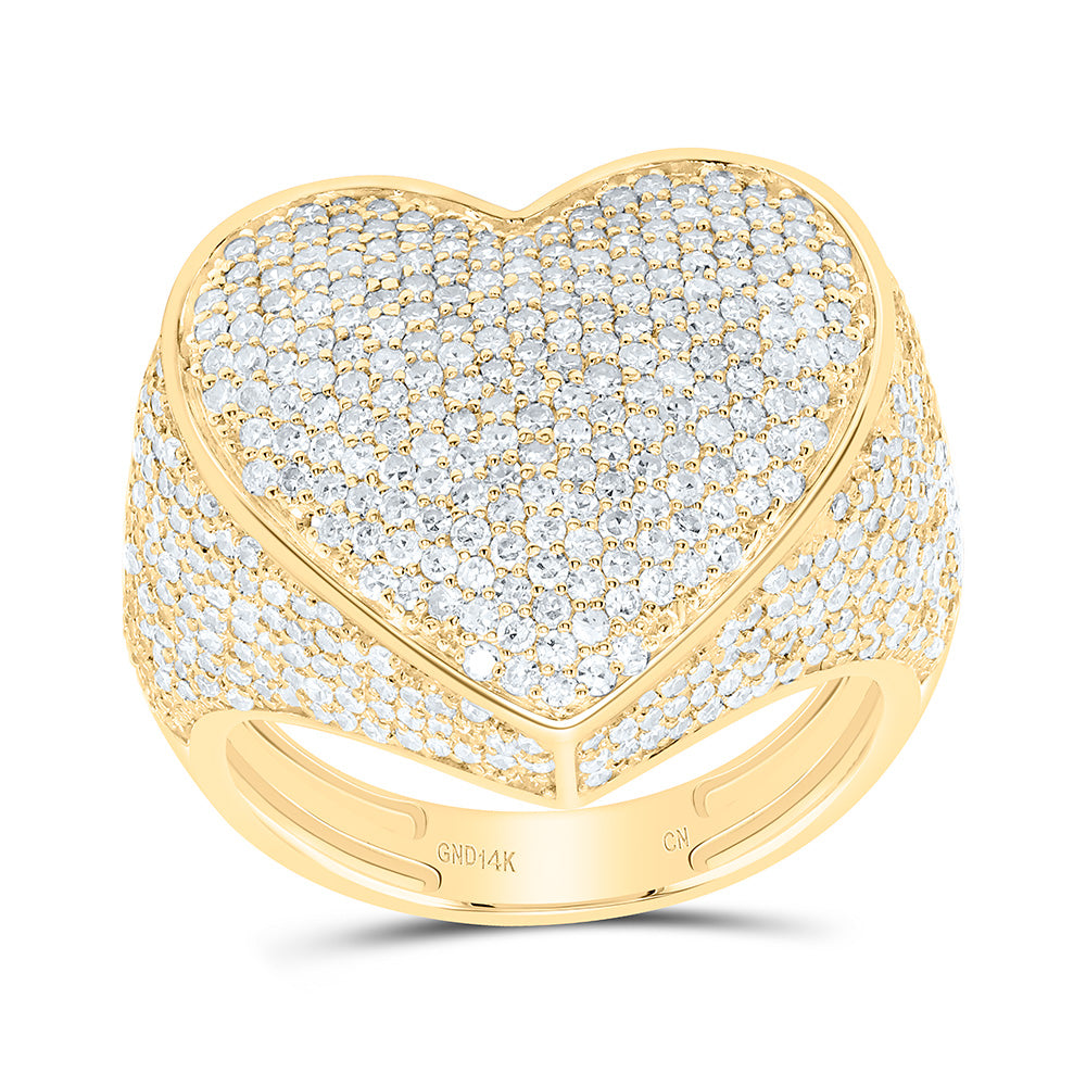 10K Or 14K Yellow Or White Or Rose Gold 2 1/4Cttw Natural Diamond Cn Fashion Heart Ring
