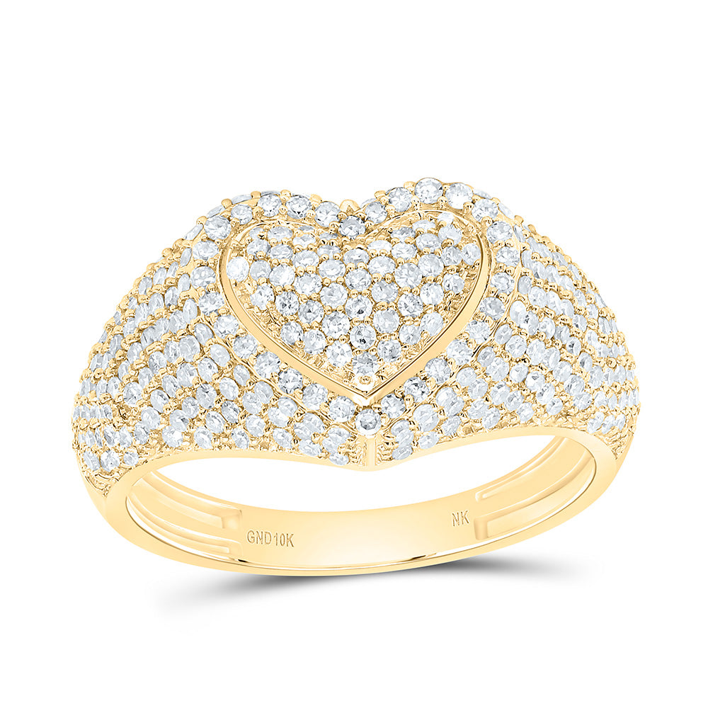 10K Or 14K Yellow Or White Or Rose Gold 1 1/5Cttw Natural Diamond Fashion Heart Ring